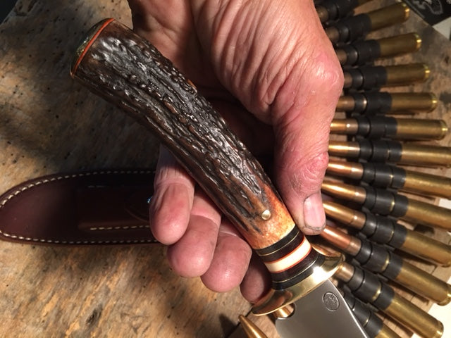 Treeman Double Skull Fighter Sambar Stag brass domed butt