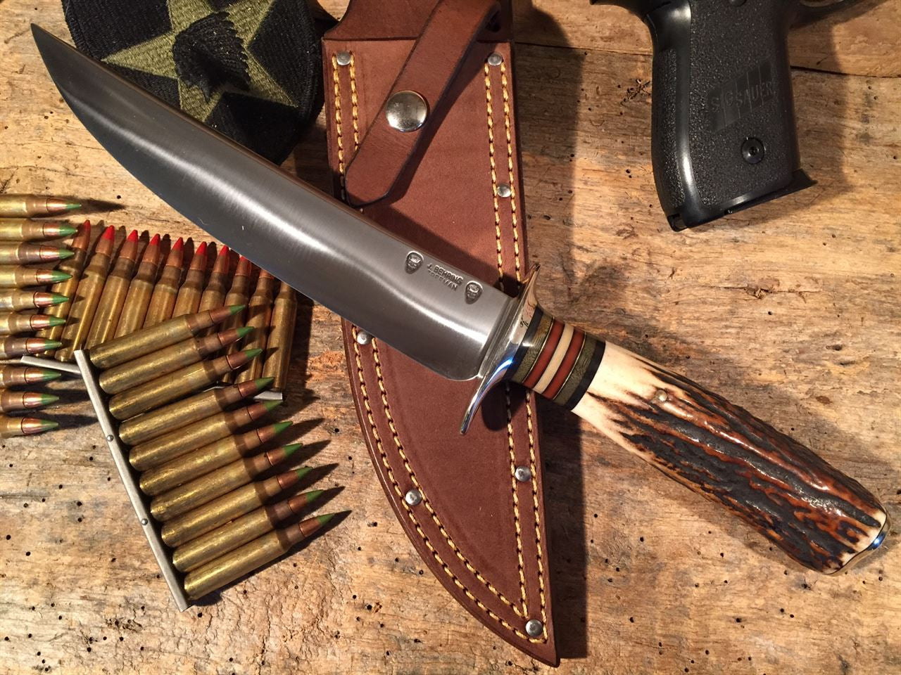 J. Behring Double Skull fighter 7 3/8" Stag