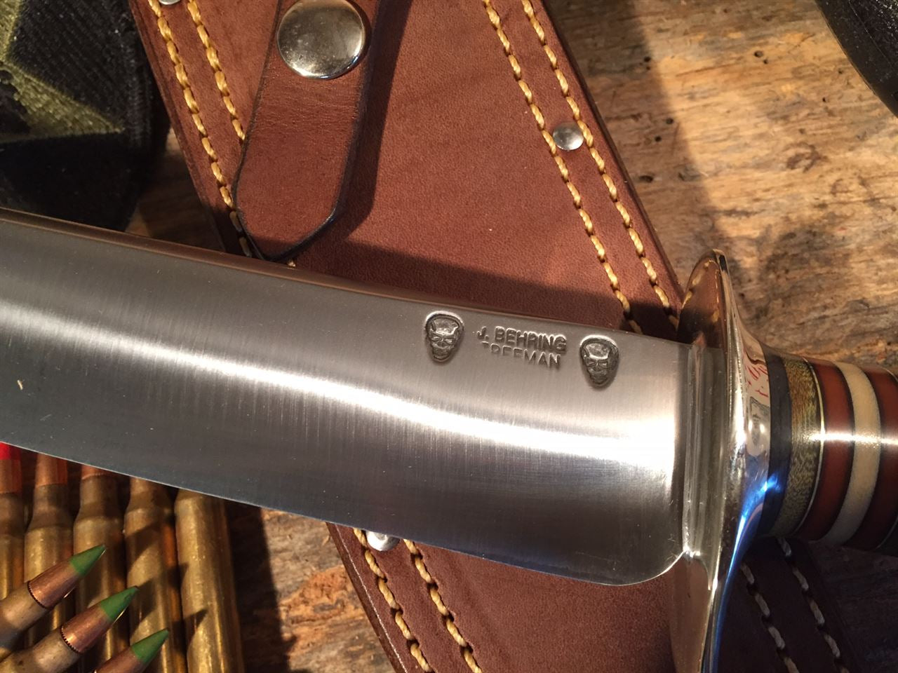 J. Behring Double Skull fighter 7 3/8" Stag