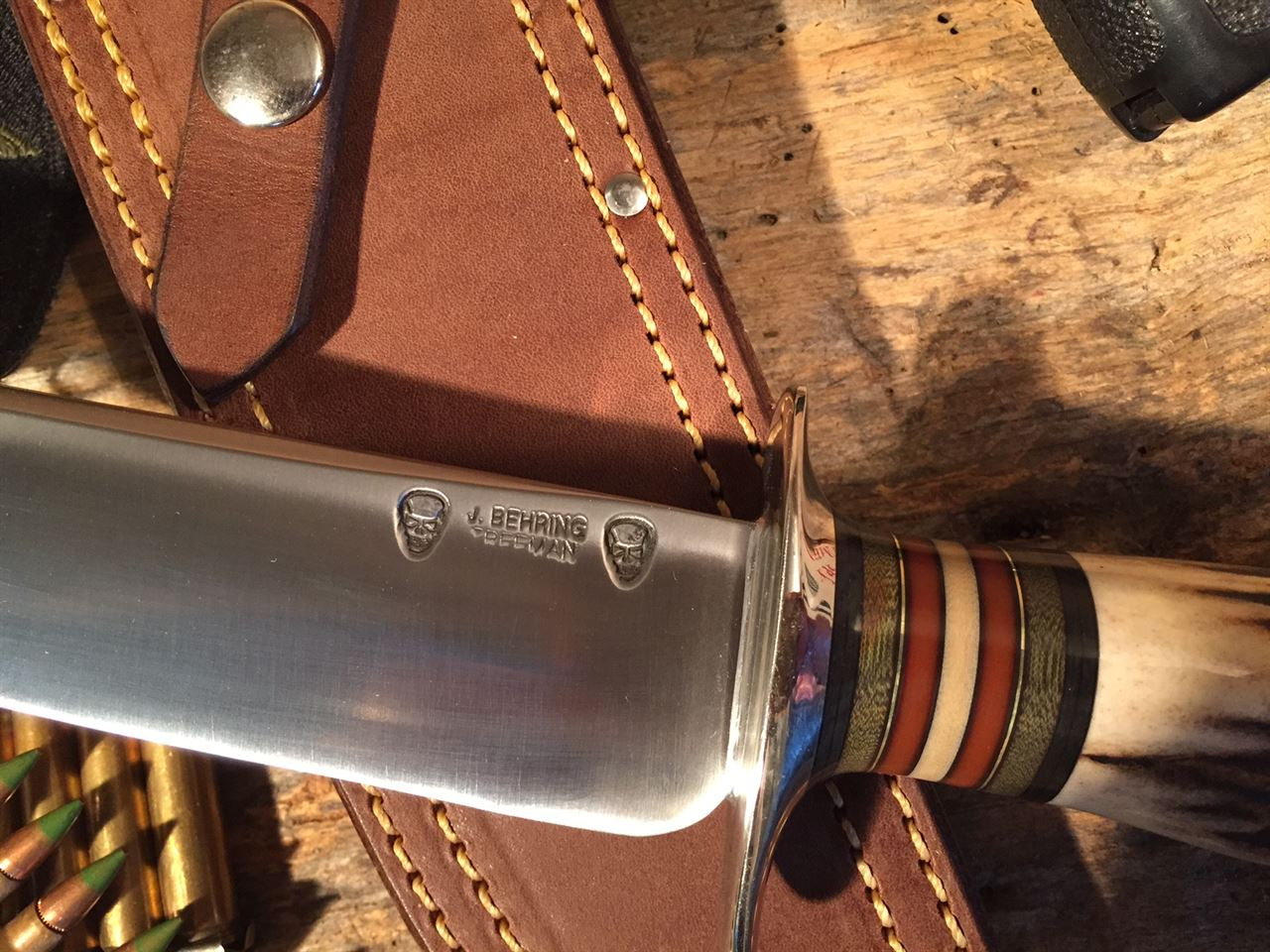 J. Behring Double Skull fighter 7 3/8" Stag