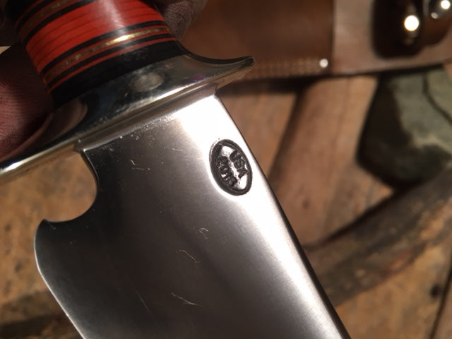 J. Behring Handmade Big 6" Hunter Nickel Stabilized Sanbar Stag Musk Ox Butt cap