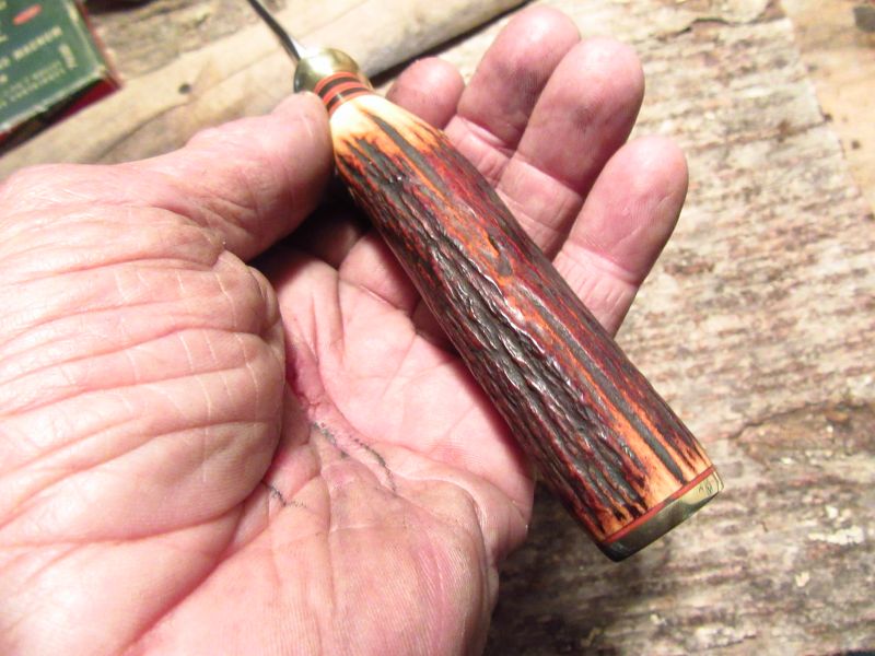 J. Behring Handmade Trout & Deer Knife Red Stag