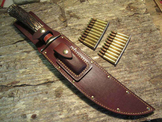 J. Behring Handmade Big Ass Dbl Skull Fighter 10" Blade Stag Signed Guard