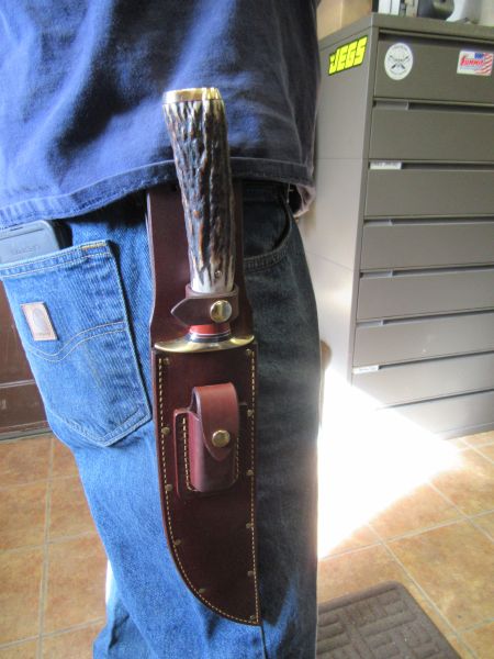 J. Behring Handmade Big Ass Dbl Skull Fighter 10" Blade Stag Signed Guard