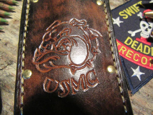 J. Behring  Handmade USMC Skull Fighter Marine Corp Logo Sheath