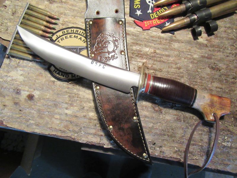 J. Behring  Handmade USMC Skull Fighter Marine Corp Logo Sheath