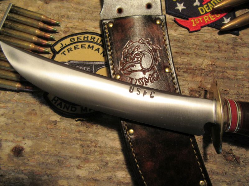 J. Behring  Handmade USMC Skull Fighter Marine Corp Logo Sheath