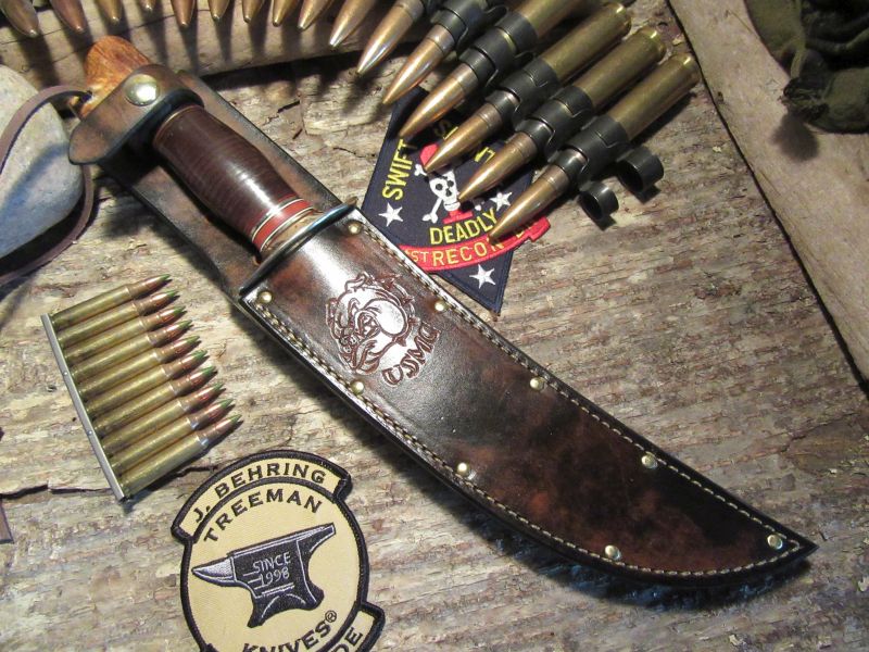 J. Behring  Handmade USMC Skull Fighter Marine Corp Logo Sheath