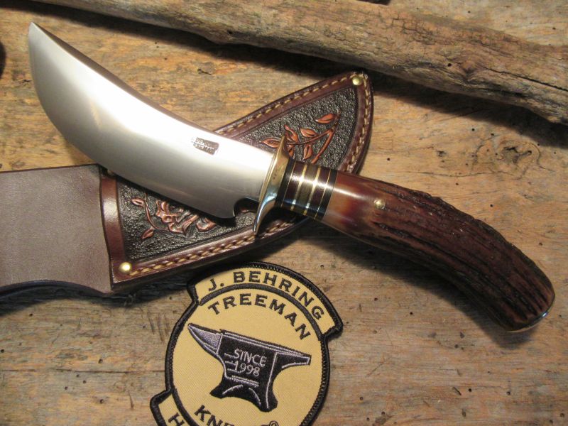 J.Behring Handmade Woodcraft Hunter Blood Stag Western Floral Sheath