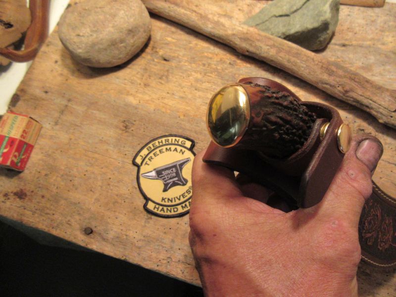 J.Behring Handmade Woodcraft Hunter Blood Stag Western Floral Sheath