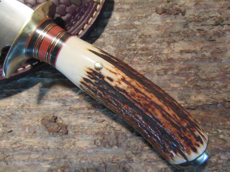 J. Behring Handmade Big Bay Hunter 5" Blade Sambar Stag