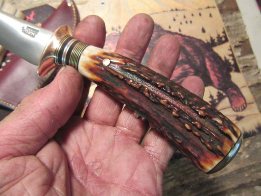 J. Behring Handmade Trout & Deer Red Stag Copper Guard