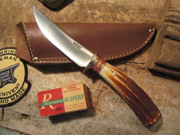 Treeman Trout & Deer Knife Red Stag Musk Ox Butt cap