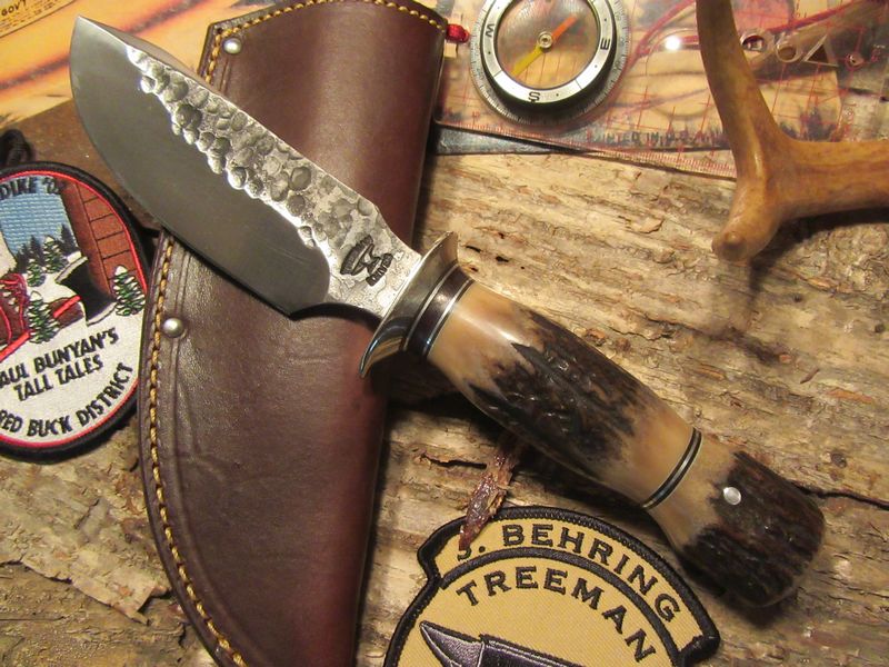 Treeman Alaskan Semi-Skinner Spear Point Hammermark STAG