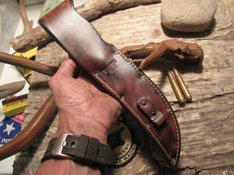 ** J. Behring Handmade Huron Hunter Horsehide crotch Stag Copper Guard