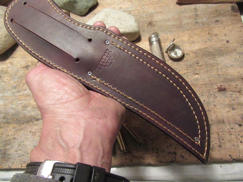 ** J. Behring Handmade Hunter 5 1/4" Blade Horsehide Stag Handle