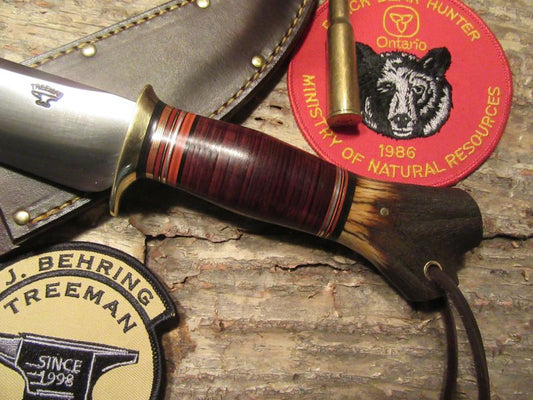 J. Behring Handmade Treeman Huron Hunter Anvil Stamp Horse Hide Crotch Stag
