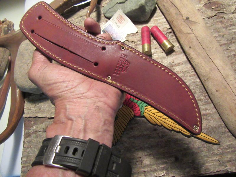 J. Behring Handmade Trout & Deer RED Stag 4.5" Blade