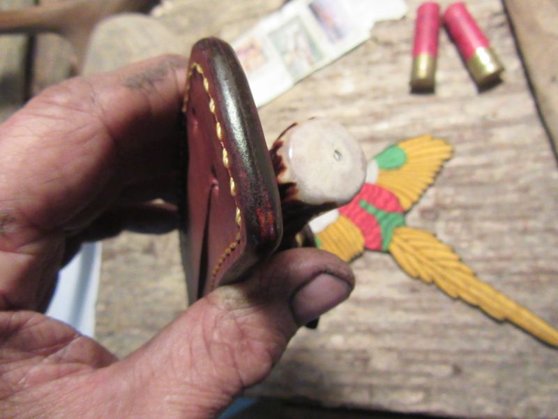 J. Behring Handmade Trout & Deer RED Stag 4.5" Blade