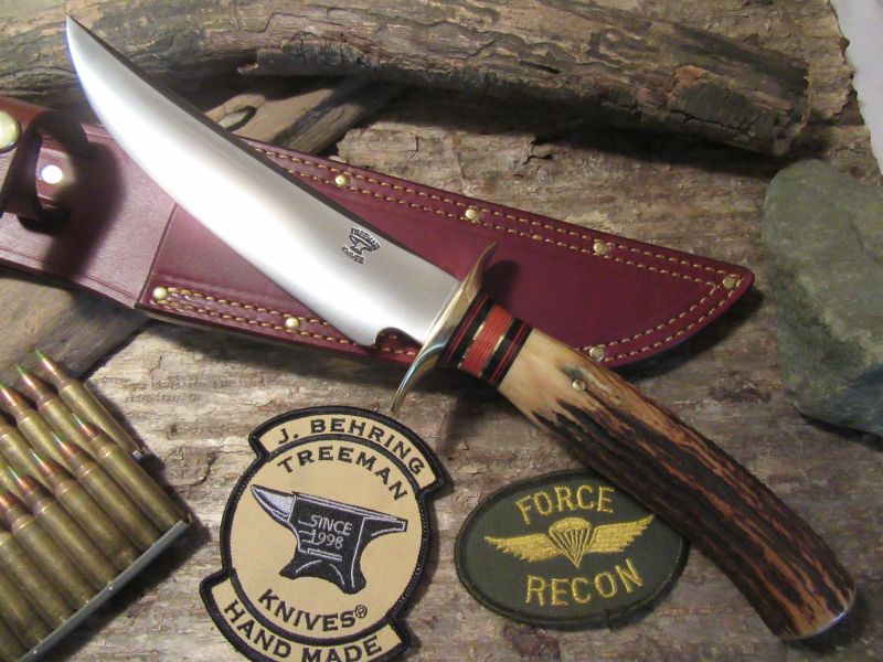 J. Behring Camp Fighter 7 1/2" Blade X-Long AAA Stag handle