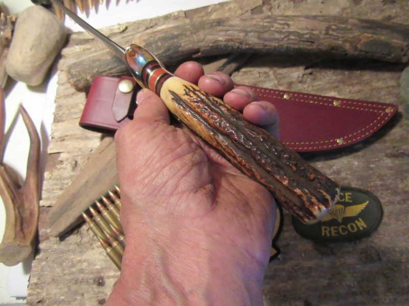 J. Behring Camp Fighter 7 1/2" Blade X-Long AAA Stag handle