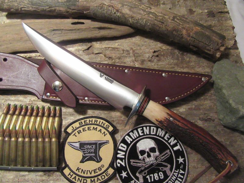 J.Behring Handmade8 1/2" Skull Fighter RED STAG !