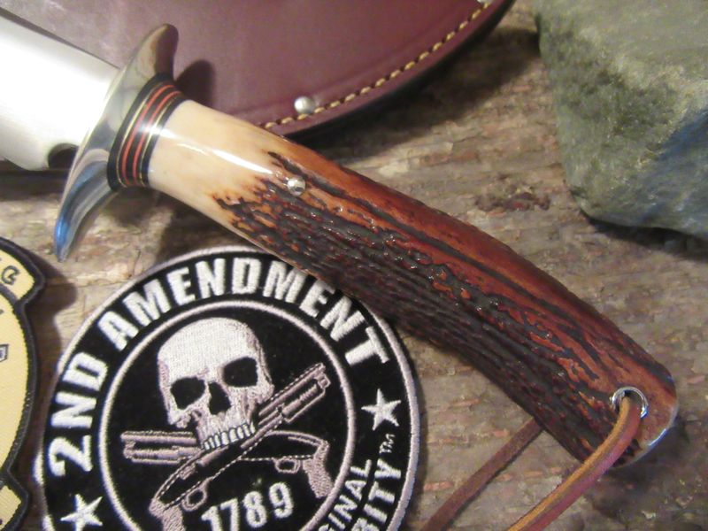 J.Behring Handmade8 1/2" Skull Fighter RED STAG !