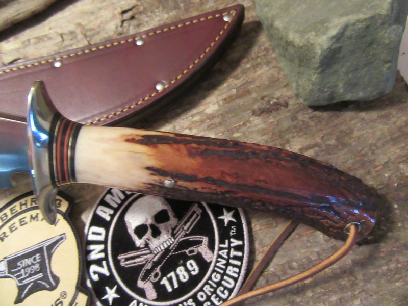 J.Behring Handmade8 1/2" Skull Fighter RED STAG !