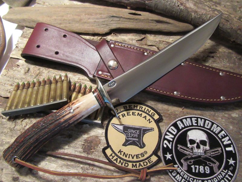 J.Behring Handmade8 1/2" Skull Fighter RED STAG !