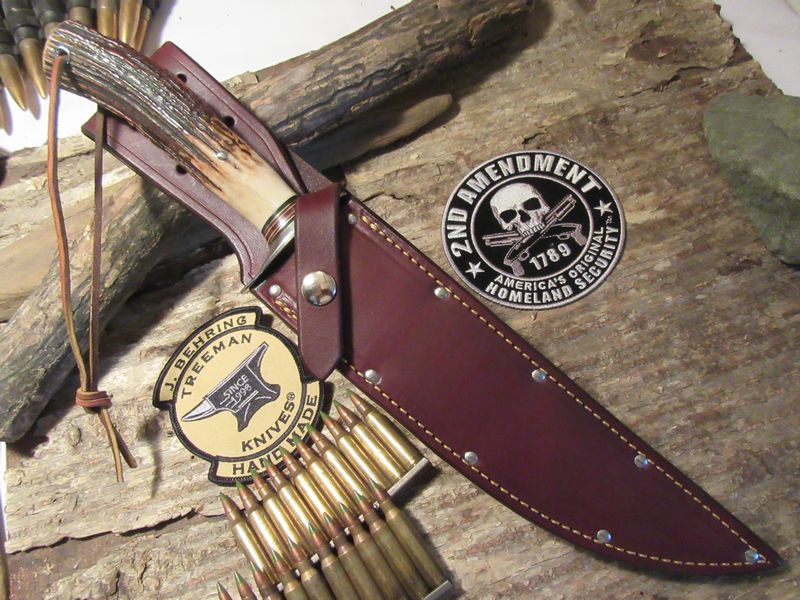 J.Behring Handmade8 1/2" Skull Fighter RED STAG !