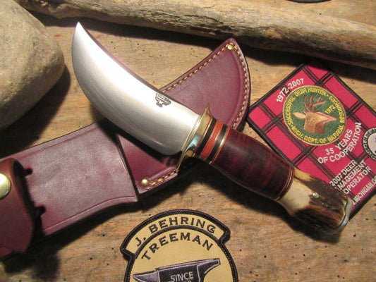 Michigan Hunter 4 1/4" HD Blade Horsehide Stag Musk Ox