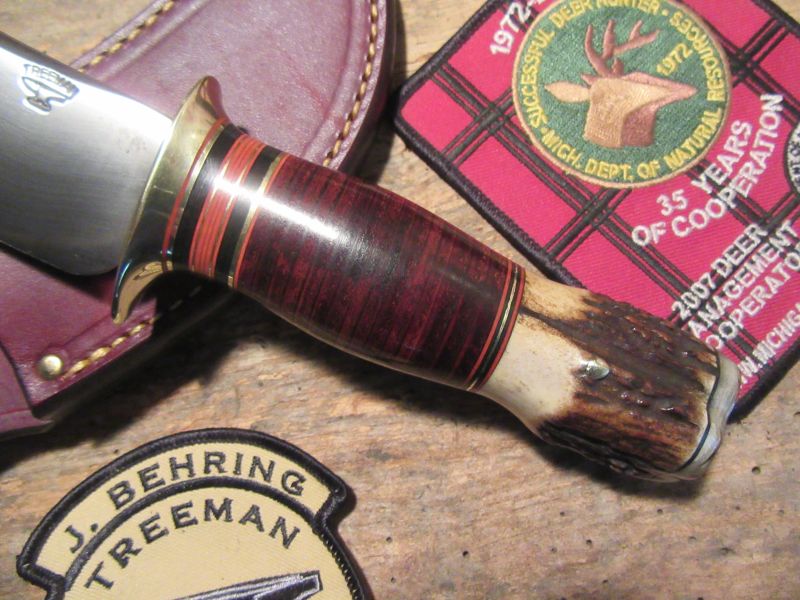 Michigan Hunter 4 1/4" HD Blade Horsehide Stag Musk Ox