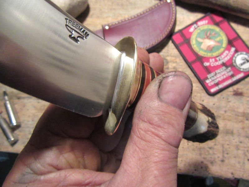 Michigan Hunter 4 1/4" HD Blade Horsehide Stag Musk Ox