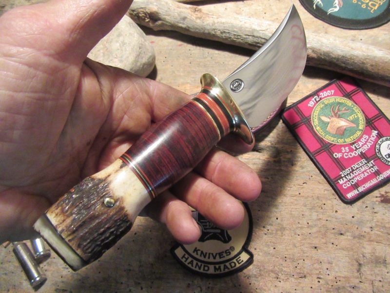 Michigan Hunter 4 1/4" HD Blade Horsehide Stag Musk Ox