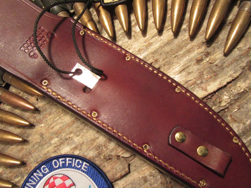 J. Behring Double Skull Fighter 7 1/2" Blade Horsehide Red Stag Butt