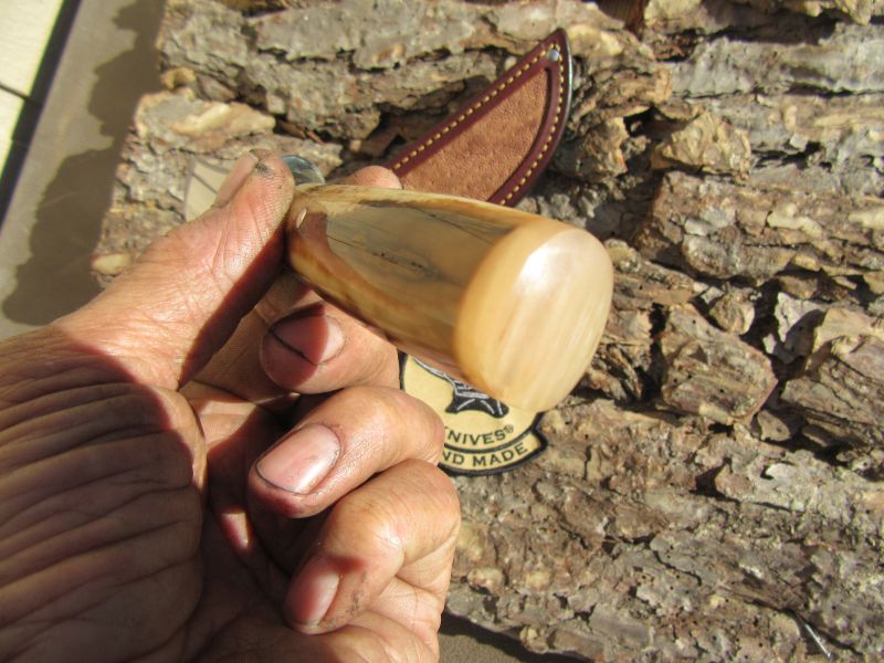 J. Behring Handmade Artifact Ivory & Ox Deer & Trout Knife