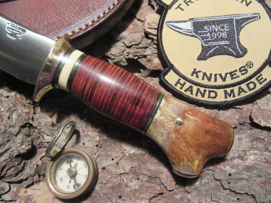 Treeman Hunter/ Skinner 4 1/2" Leather stag