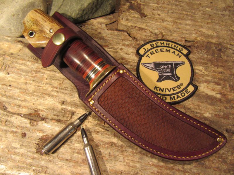 Treeman Woodcraft Hunter 5 1/2" Hand Forged Blade Horse Hide crotch Stag