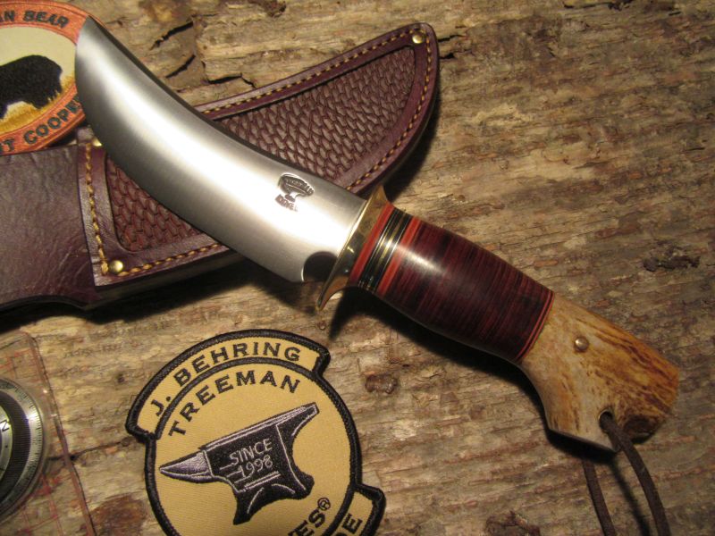 Treeman Woodcraft Hunter 5 1/2" Hand Forged Blade Horse Hide crotch Stag