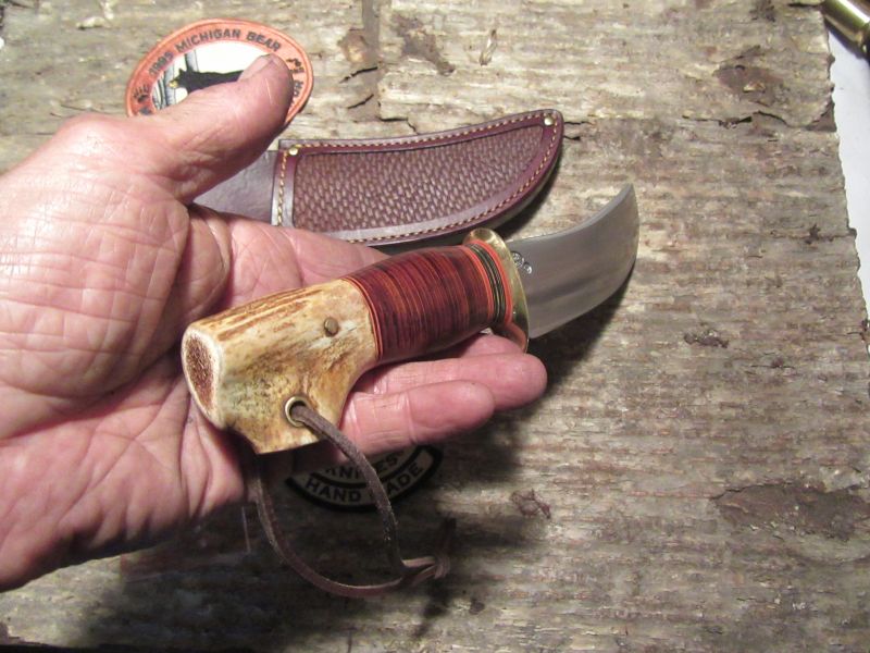 Treeman Woodcraft Hunter 5 1/2" Hand Forged Blade Horse Hide crotch Stag