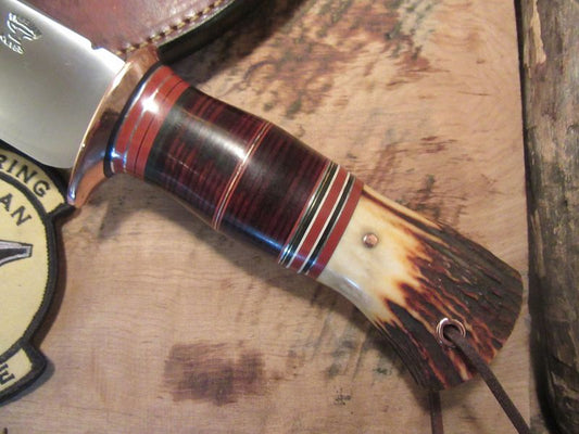 Treeman Camp Knife Sambar Stag Crotch Stag Copper Guard