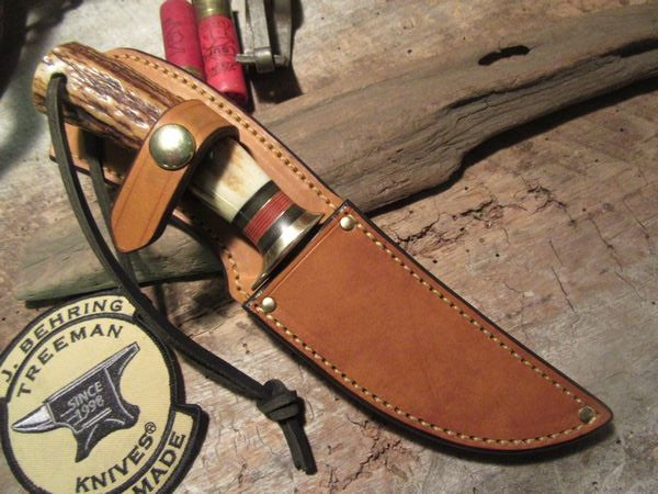 J. Behring Trout and Deer Sambar Stag with lined Thong hole