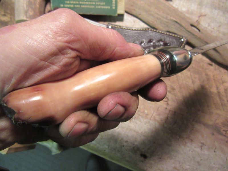 J.Behring Handmade Nesmonk Hammermark Fossil Ivory Sled Runner handle