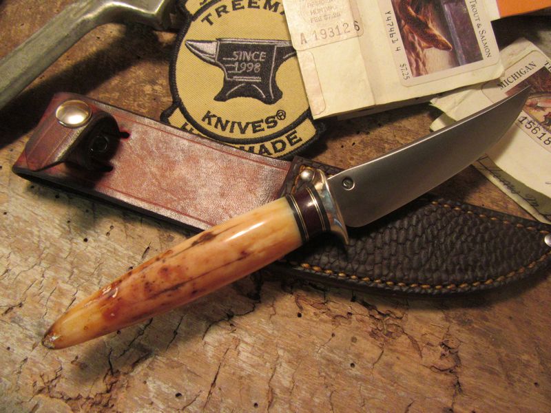 Montana Trout Knife Fossil Walrus Ivory Tip