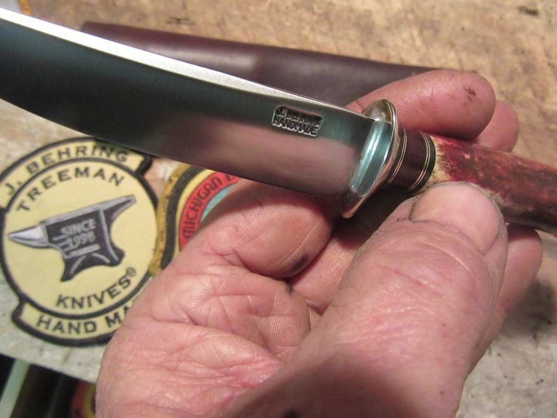 Montana Trout Knife Red Blood Sambar Stag Musk Ox Handle