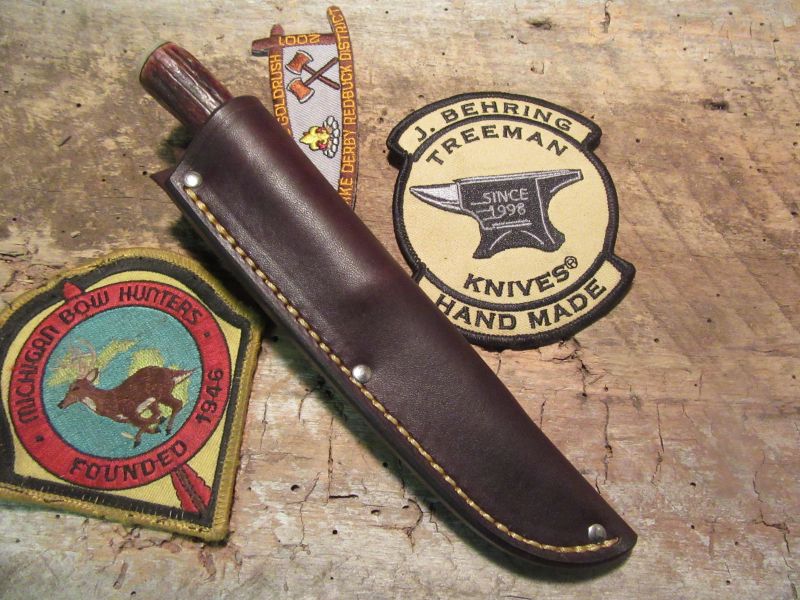 Montana Trout Knife Red Blood Sambar Stag Musk Ox Handle