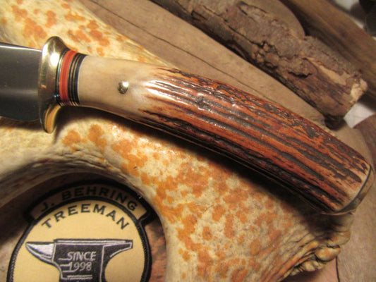 J. Behring Handmade Old School Hunter/Skinner Sambar Stag 5 1/4" blade
