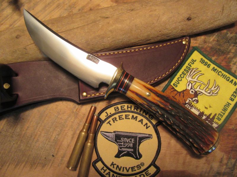 J. Behring Handmade Red Stag 5" Machinaw Hunter