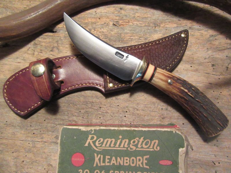 J. Behring Handmade Deer & Trout Stag Compass beaver Tail Sheath