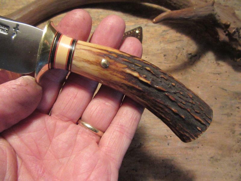 J. Behring Handmade Deer & Trout Stag Compass beaver Tail Sheath